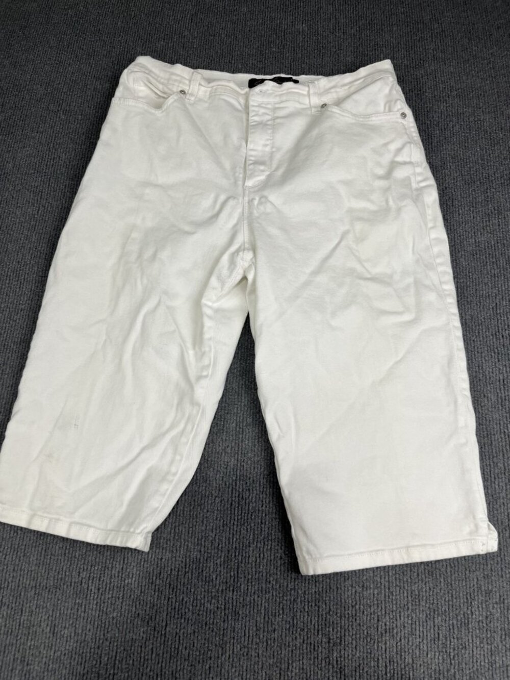 Gloria Vanderbilt Amanda Womens White Denim Capri Pants 14